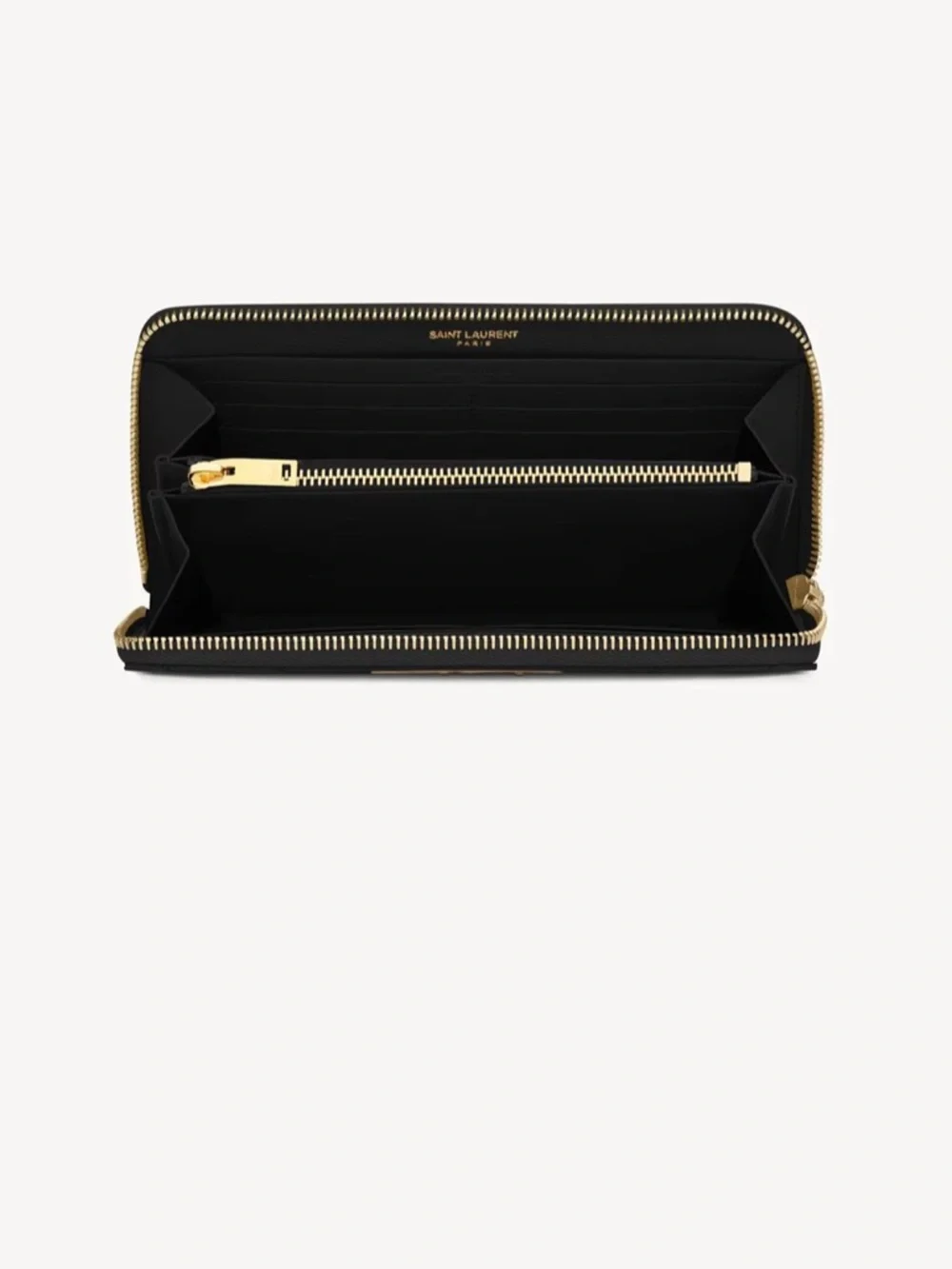 Saint Laurent Black Monogram Quilted Zip Wallet with Gold YSL - Picture 4 of 14